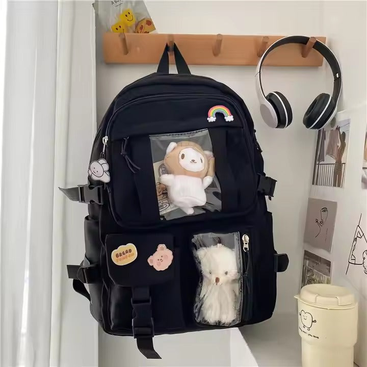 Mochila kawai Escolar Con 2 Ositos y 4 p